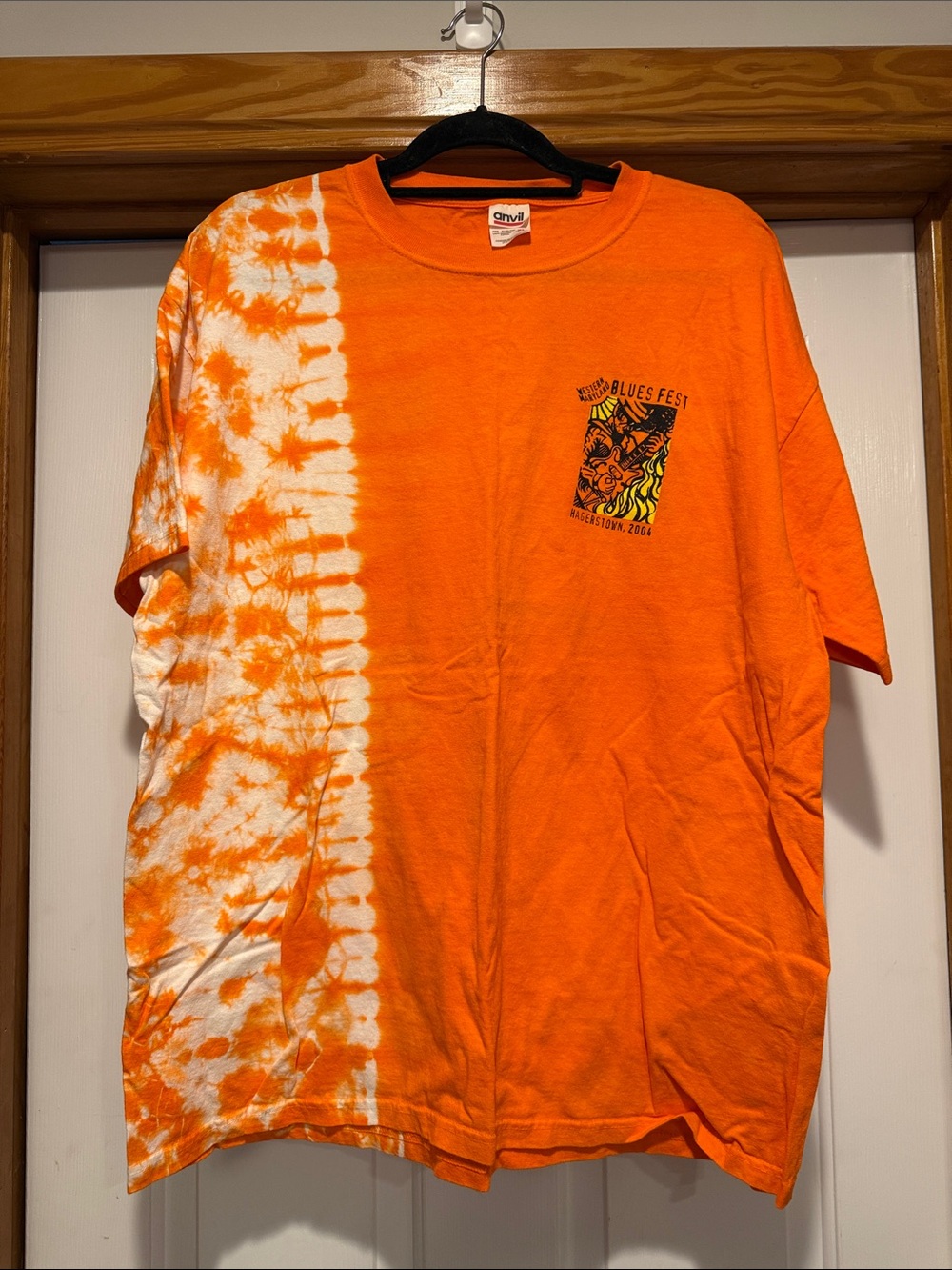 Anvil Orange and White Tie-Dye Short Sleeve Blues Fest Tee